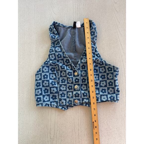 Divided H&M Floral Denim Crop Top Baddie Cottagecore Streetwear Trashy Y2K (B1) - Picture 2 of 5